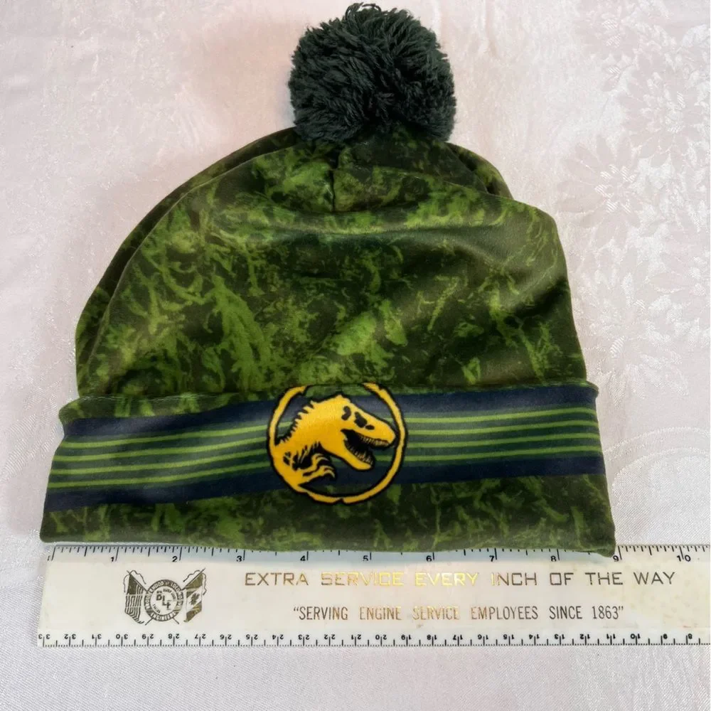 Jurassic World Boys Beanie Winter Hat Youth One Size Green T-Rex